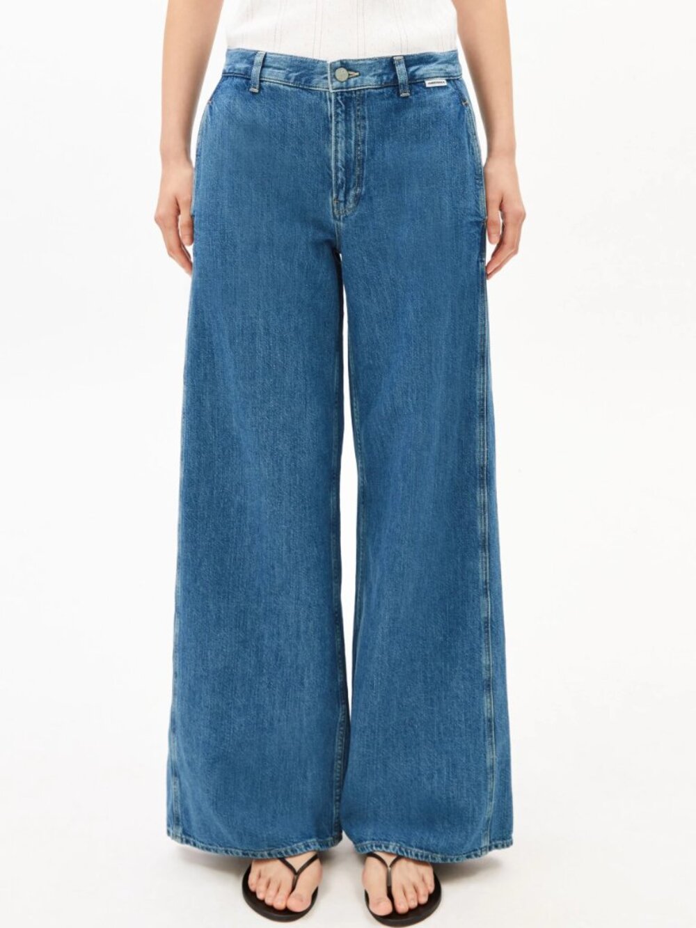 NEW Armedangels Linen Blend Loose Denim Pant Wide Leg Jeans
